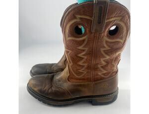 Rocky Roper Cowboy Boots Mens Sz 12 M Brown Leather Western 11.5" Sddle Azt Ocre